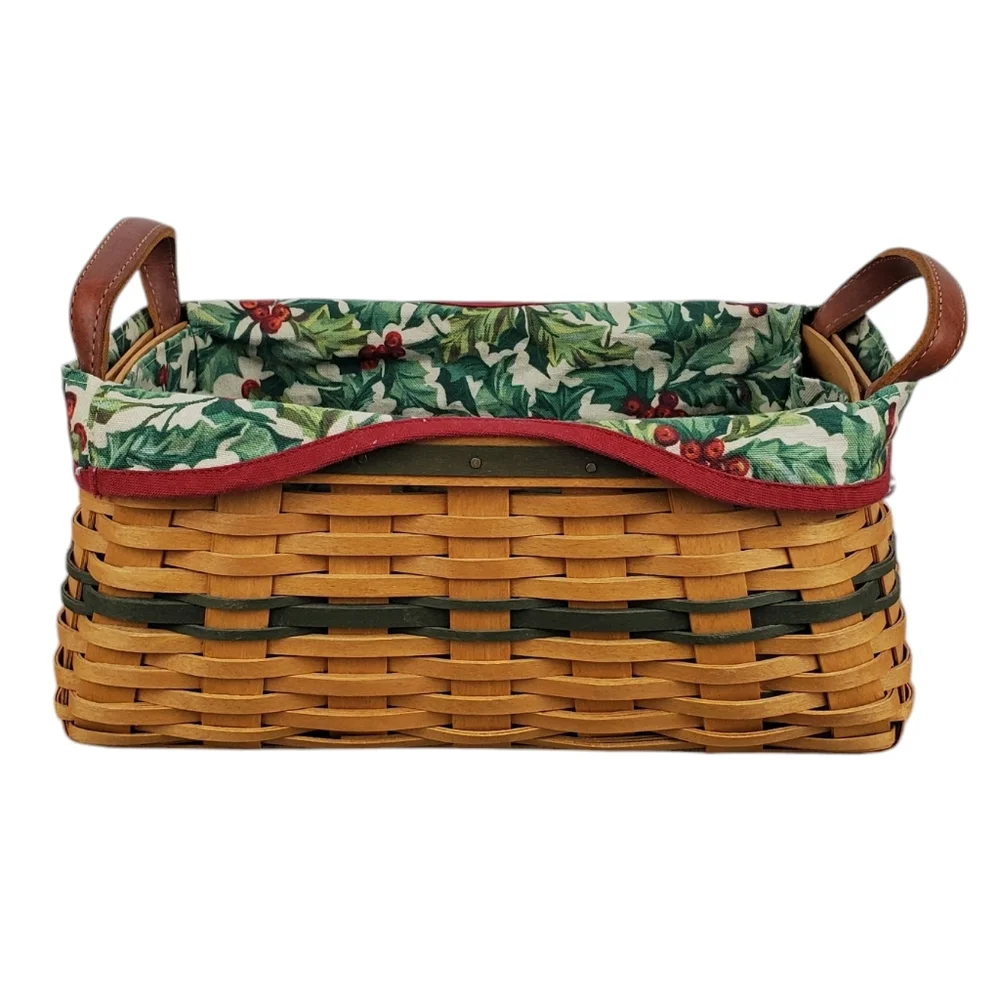 LONGABERGER 2002 Christmas Traditions Basket w/ Liner & Plastic Protector